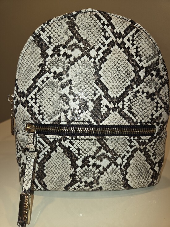 Steve Madden Handbags - Steven Madden Snake-Print Mini Backpack - White/Black